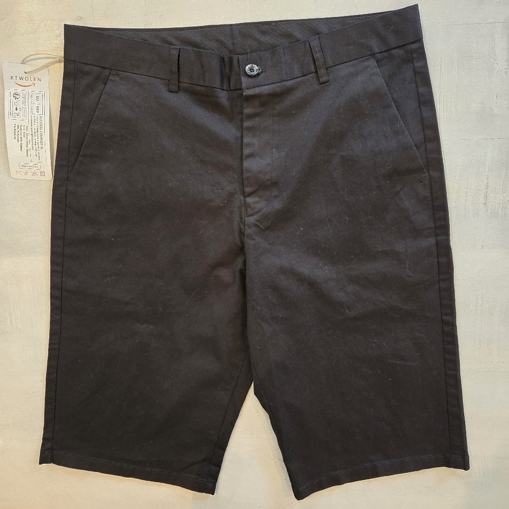KTWOLEN Black Men's Bermuda Shorts Slim Fit NWT 32" Waist